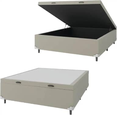 Base Cama Box Baú Casal 138x188x41cm Bege Suede Veludo Prince