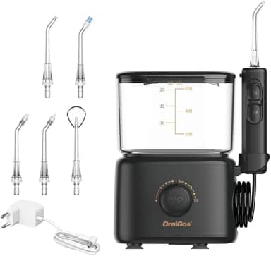 Irrigador Bucal Profissional, Reservatório de 600ml, Bivolt, Multifuncional Saúde, Limpeza Profunda, Jato de Água Ultrassônico, 10 Níveis de Pressão, Escova Elétrica, Versão Familiar, 5 Pontas Substituíveis, Preto