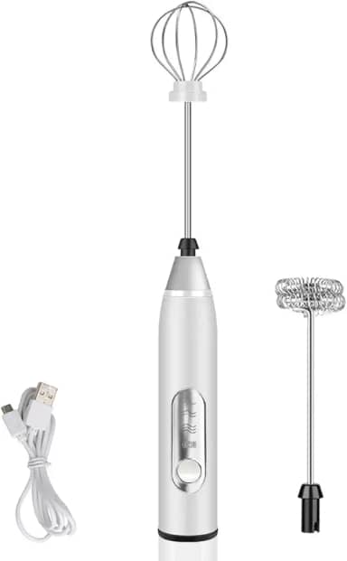 Misturador Bebidas Ovos Mini Mixer Fuê Portátil Elétrico Recarregável (Branco)