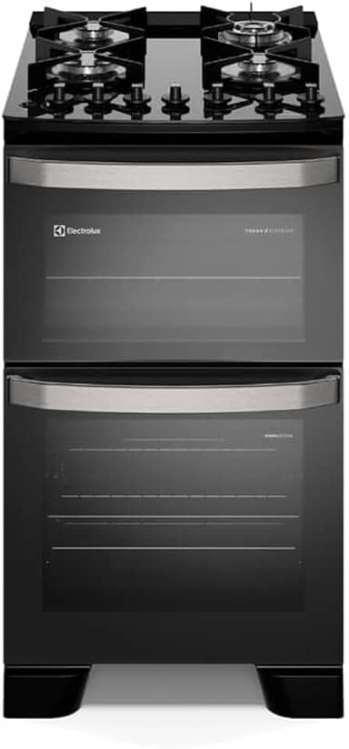 Fogão 4 bocas Electrolux Preto Experience Mesa vidro, 2 Fornos e Tripla Chama (FE4DP) (220 Volts)