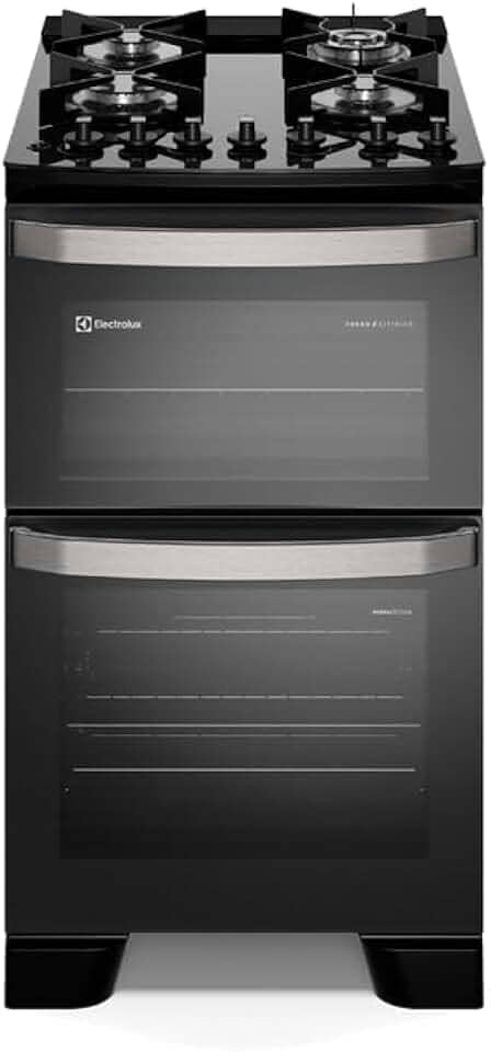 Fogão 4 bocas Electrolux Preto Experience Mesa vidro, 2 Fornos e Tripla Chama (FE4DP) (220 Volts)