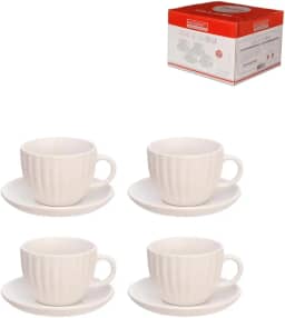 Haüskraft -Xícara para chá com Pires de Ceramica Bella Branca 210ml 4 peças