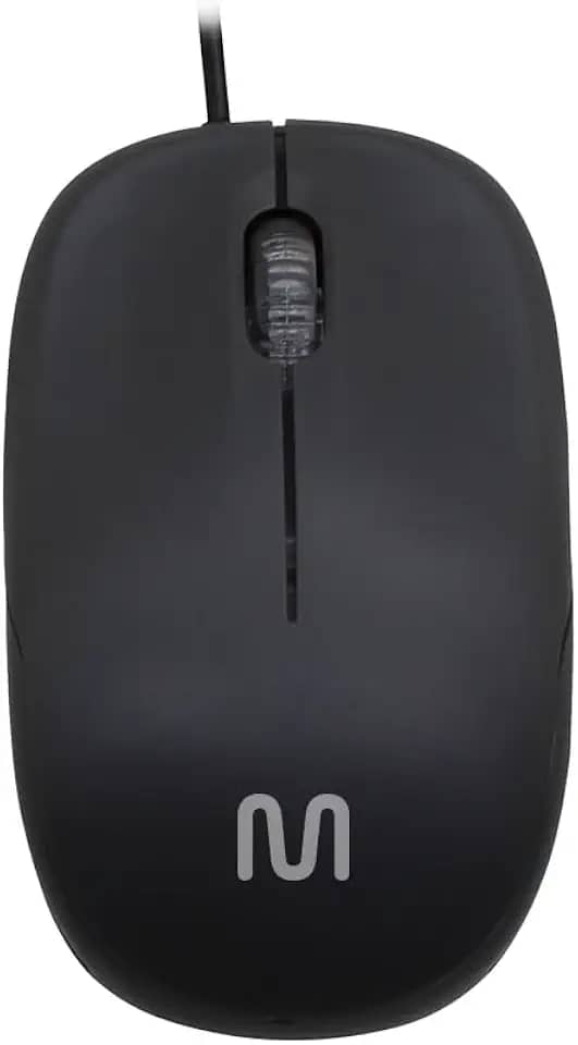 Mouse com Fio Multi MID USB 1200 DPI com 3 Botões, Design Ergonômico e Textura Fosca – Preto MO255