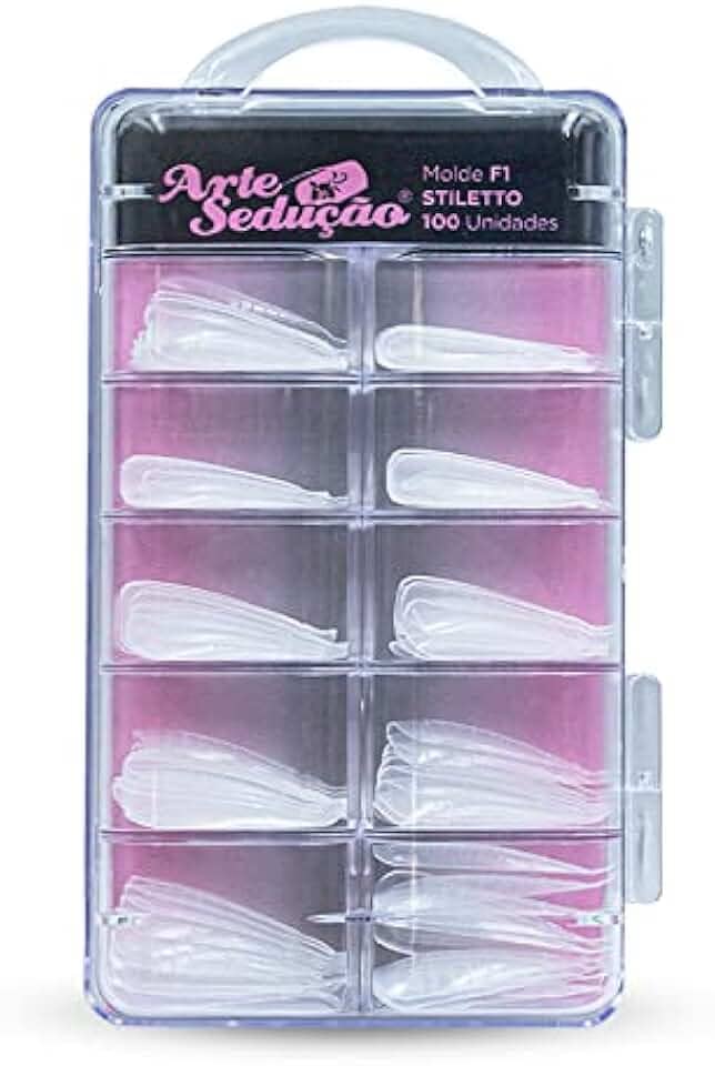 Molde F1 Stiletto Unhas de Gel, Arte Sedução, 100 Unidades
