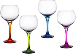 Jogo 4 Taças Vidro Gin Pé Colorido 790ml