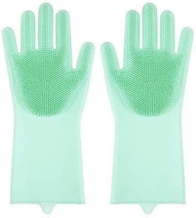 Luvas de Silicone Mágicas para Limpeza, Multifuncionais, Rosa, Resistentes ao Calor, com Cerdas de Silicone, Ideal para Cozinha, Banheiro e Lavagem de Carro, 1 Par