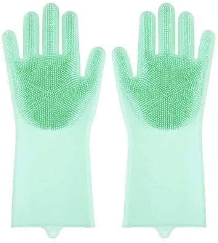 Luvas de Silicone Mágicas para Limpeza, Multifuncionais, Rosa, Resistentes ao Calor, com Cerdas de Silicone, Ideal para Cozinha, Banheiro e Lavagem de Carro, 1 Par