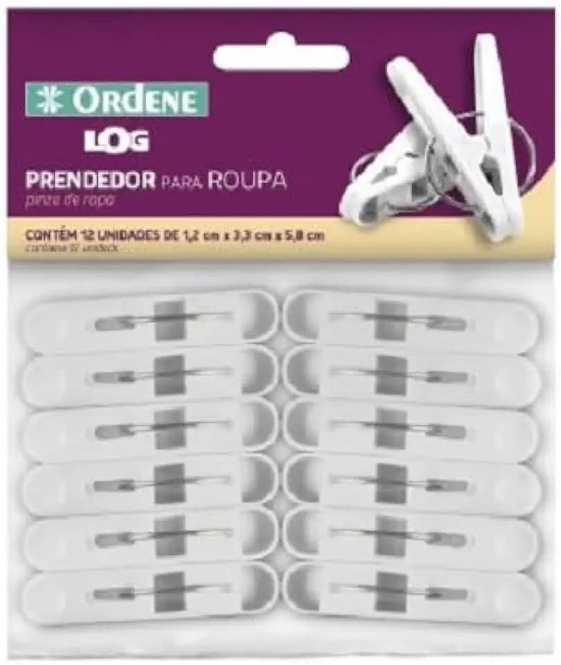 Ordene - Prendedor para Roupa, com 12 Unidades, Linha Log