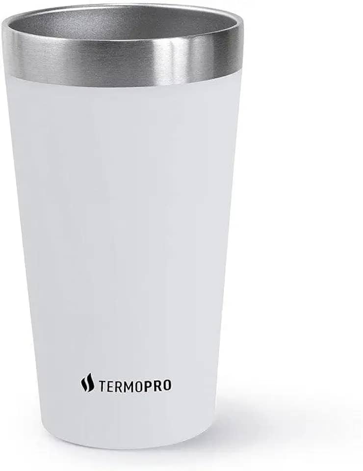 TERMOPRO Copo Térmico para Cerveja Branco 473ml Aço Inox 18/8 Isolamento a Vácuo Mantém Bebidas Geladas até 4h Alta Durabilidade Design Premium Livre de BPA Lava-Louças