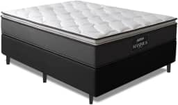 Cama Box Casal Colchão Molas Ensacadas Pillow Top Maximus 138x188x67cm Cinza/Preto Gazin - Suporta até 120Kg por Pessoa