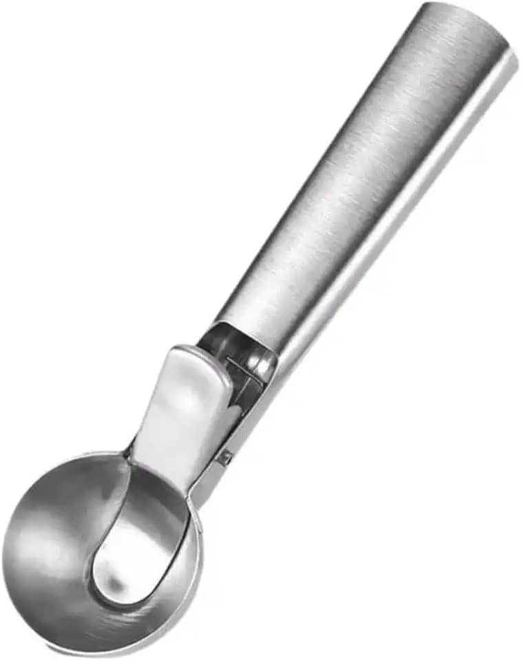 Colher de Sorvete em Aço Inox com Ejetor – Concha Profissional para Sorvetes, Frutas e Sobremesas, Durável, Anticorrosiva e Fácil de Limpar - Premium
