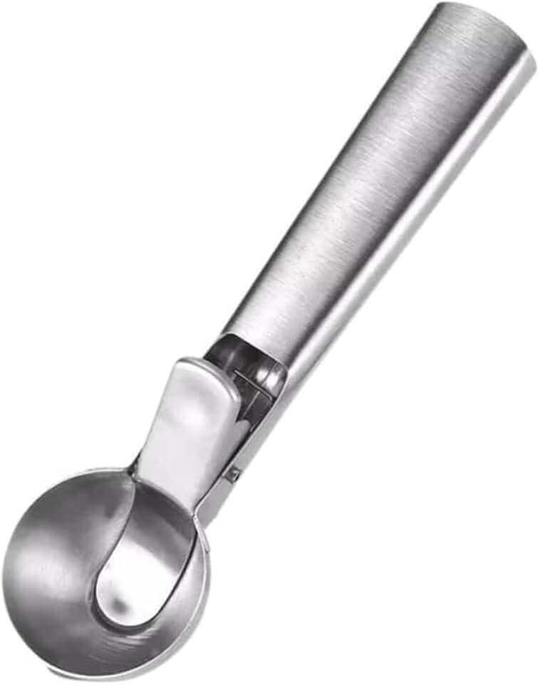 Colher de Sorvete em Aço Inox com Ejetor – Concha Profissional para Sorvetes, Frutas e Sobremesas, Durável, Anticorrosiva e Fácil de Limpar - Premium