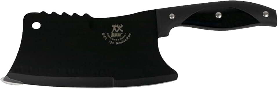 Cutelo Lamina Aço Inox Escurecido Inoxidável Faca De Corte Para Carnes Cozinha Açougueiro Churrasco Black Profissional