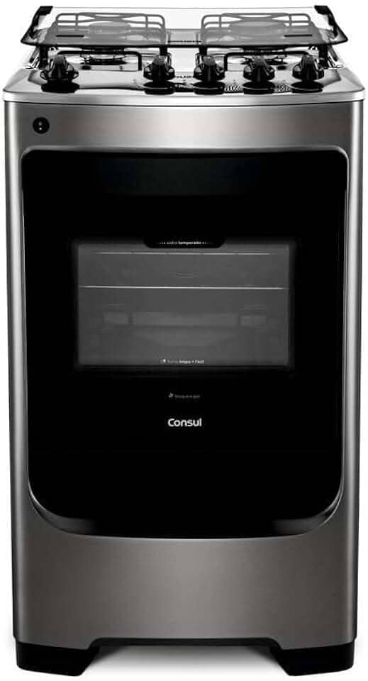 Fogão Consul 4 bocas cor Inox com acendimento automático - CFO4NAR BIVOLT