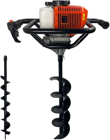 Perfurador de Solo a Gasolina 52cc 2,5HP com Brocas 80x10cm + 80x15cm Carbon Fak