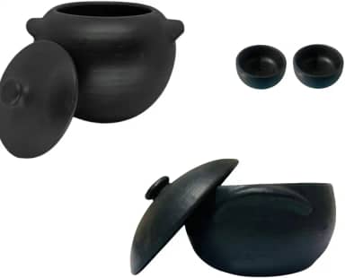 Conjuntos de panelas de barro P, M e G 1 litro, 2 litros, 5 litros, 2 conjuntos de caçarolas para marinada, panelas de sopa(1Panela+1Caldeirão+2 cumbucas)