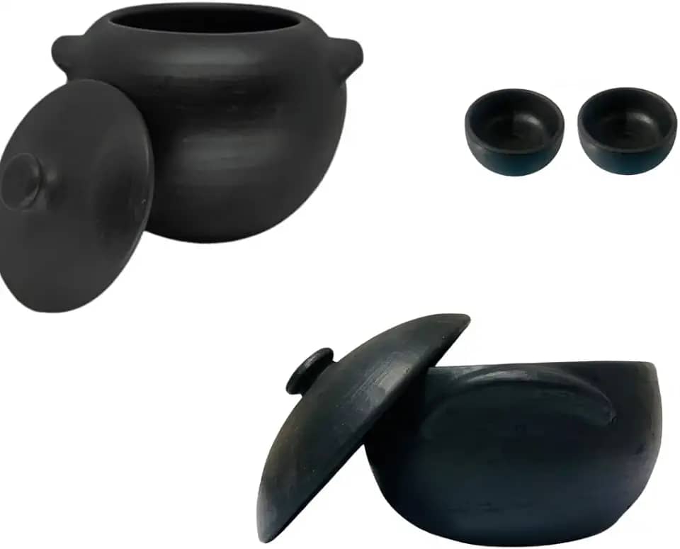Conjuntos de panelas de barro P, M e G 1 litro, 2 litros, 5 litros, 2 conjuntos de caçarolas para marinada, panelas de sopa(1Panela+1Caldeirão+2 cumbucas)