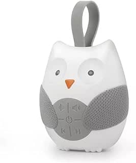 Henniu Máquina portátil de ruído branco coruja com 10 músicas leves 2 sons naturais 2 canções de ninar alça de silicone para bebês
