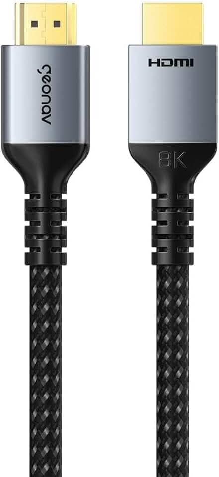 Geonav Cabo HDMI 2.1 Ultra High Speed, Suporta resolução 8K a 60Hz ou 4K a 120Hz, 2 metros, nylon trançado reforçado, HDMI2120, Cinza