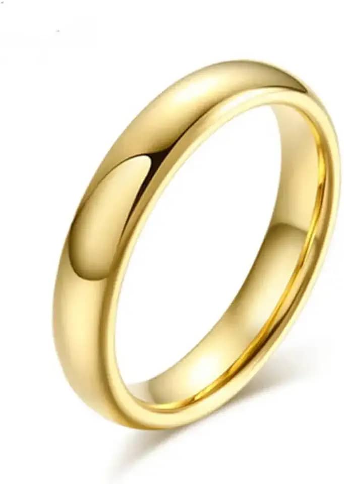 Aliança de Tungstênio Banhada a Ouro 18K, 4mm, Unissex, Casamento, Dourada