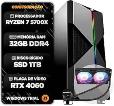 PC GAMER HERTZ® RYZEN 7 5700X WATER COOLER 240MM 32GB SSD 1TB RTX 4060 8GB GABINETE GAMER PRIME