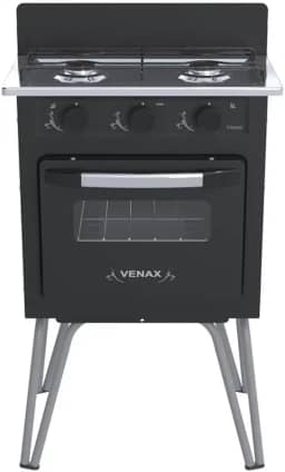 Fogao 2 Bocas Venax Gemini Vetro Preto Fosco Gas Glp