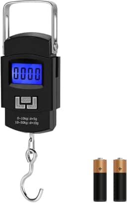 Balança Digital Portátil Gancho 50 Kg Pilha Inclusas - LCD Prática Alça Reforçada Aço Pesca Bagagem Mão Viagens Aeroporto Malas Bolsas Sacolas Mercado Cabe No Bolso