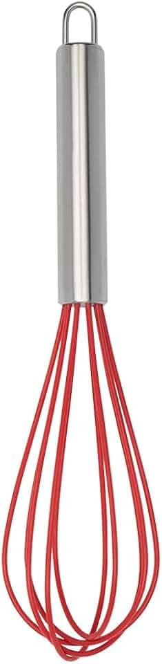 Mimo Style Batedor de Ovos e Massas Fouet, Cabeça de Silicone e Cabo em Inox de Excelente Durabilidade, Belo Design, Útil Para Diversas Receitas, Massas de Bolo, Tortas, Pães, Cremes e Claras em Neve