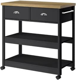 Aparador Carrinho Chá Ditália 2 Gavetas Preto Ba-135