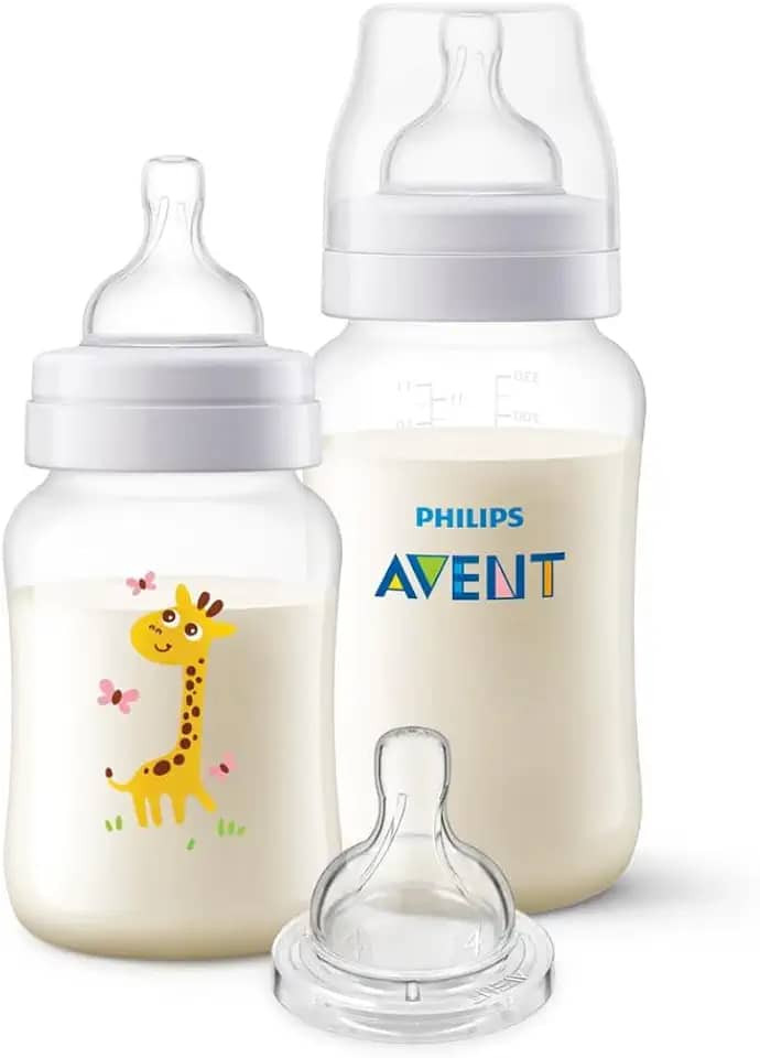 Kit Mamadeiras Anti-Colic Girafa Philips Avent 260ml, 330ml e Bico Extra T4 6m+