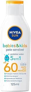 NIVEA SUN Protetor Solar Kids & Babies Pele Sensível FPS 60 125ml - Infantil, muito alta proteção UVA/UVB, minimiza o surgimento de alergias, muito resistente à água com proteção imediata