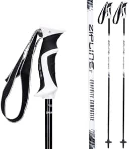 Bastões de esqui Zipline Lollipop 14.0 grafite composto de carbono – aderência ergonômica leve, amortecimento de vibração, tosadores e estilo livre. Escolha de esquiadores olímpicos (alcaçuz preto,