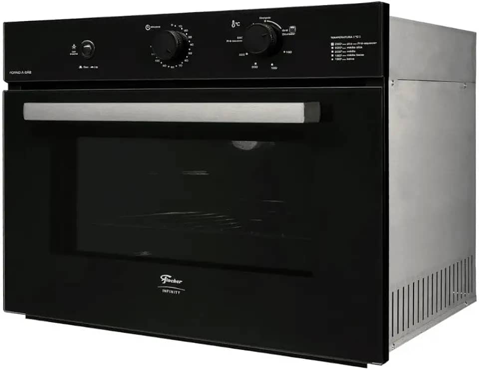 Forno de Embutir a Gás Fischer Infinity 50L com Grill Dourador e Timer Preto 220V