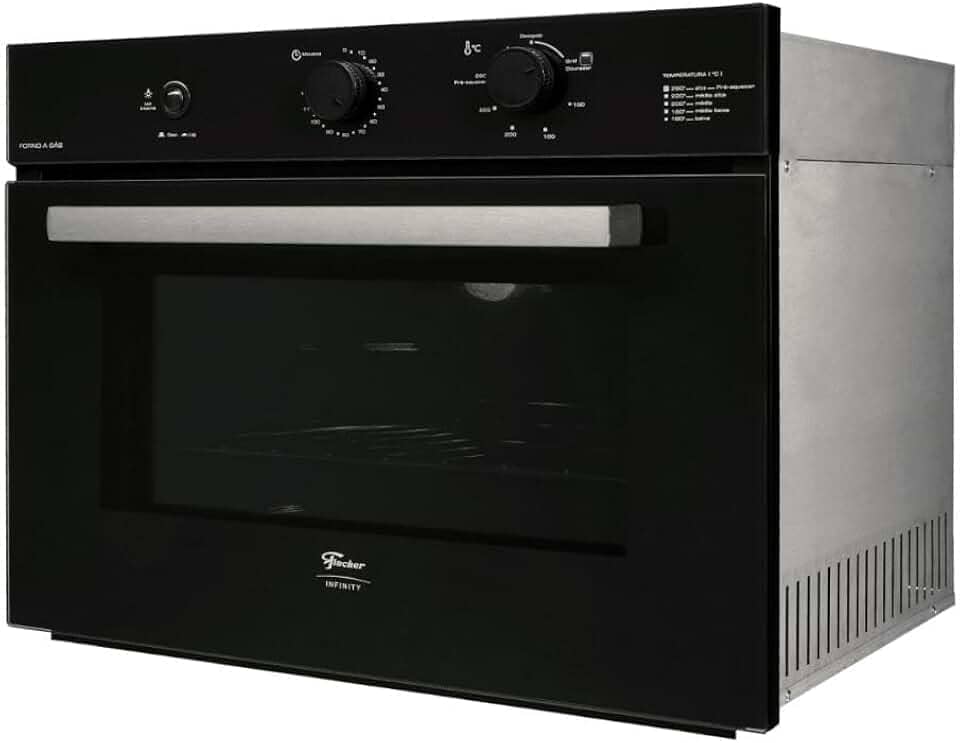 Forno de Embutir a Gás Fischer Infinity 50L com Grill Dourador e Timer Preto 220V