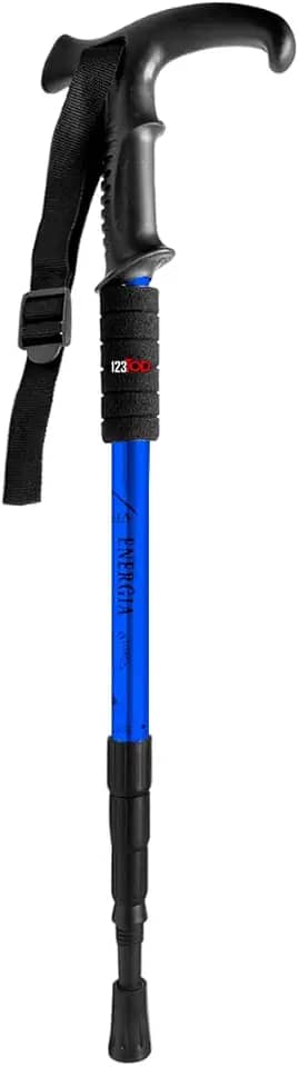 Bastão Bengala Cajado Retrátil Alumínio Caminhada Trekking Altura Regulável Azul