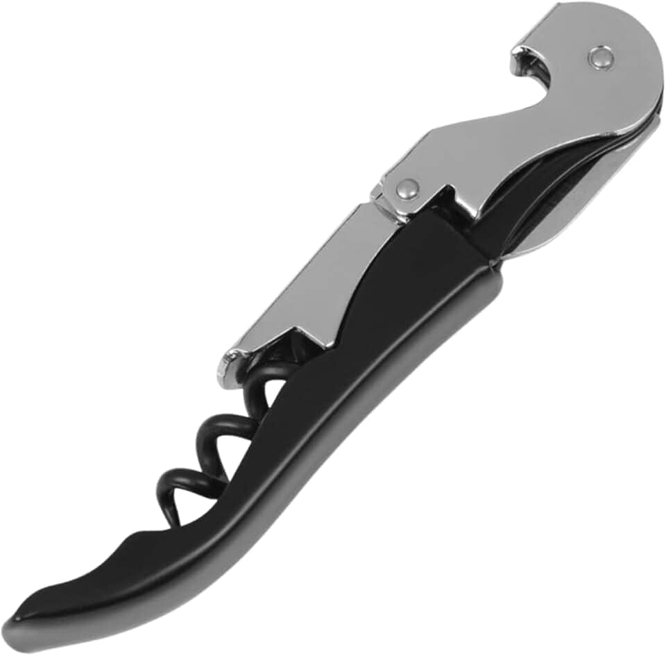 Saca Rolha Em Inox 12cm 2 Estágios Com Abridor de Vinho Abridor De Garrafa E Cortador De Lacre Manual Ergonômico Pratico