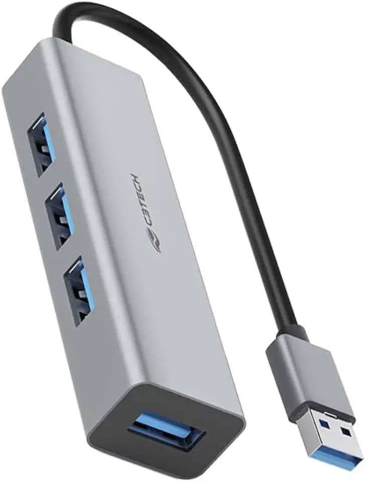 Hub USB 3.0 C3Tech HU-340GY, Com 4 Portas de saida USB 3.0, Plug and Play, Design em alumínio