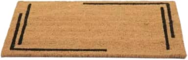 Tapete Capacho Fibra de Coco para Entrada, 60 x 33 cm, Bege com Bordas Decorativas