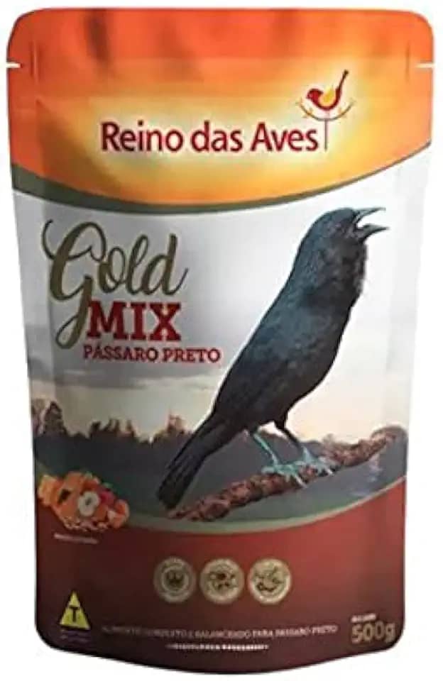 Ração Para Aves Gold Mix Pássaro Preto 500g Reino das Aves