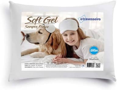 Travesseiro Soft Gel Infantil Toque Macio e Tecnologia Refrescante 30x45cm, Fibra de Poliéster Siliconizada, Antialérgico, Lavável, Branco