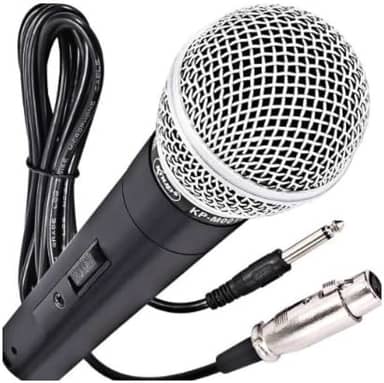 Microfone Dinâmico Profissional Com Fio De 5 Metros 5V Relação 6,5mm P10 Liga De Neodímio Cardióide Unidirecional Cor Preto Para Karaokê Streaming Transmissão LINHA PREMIUM