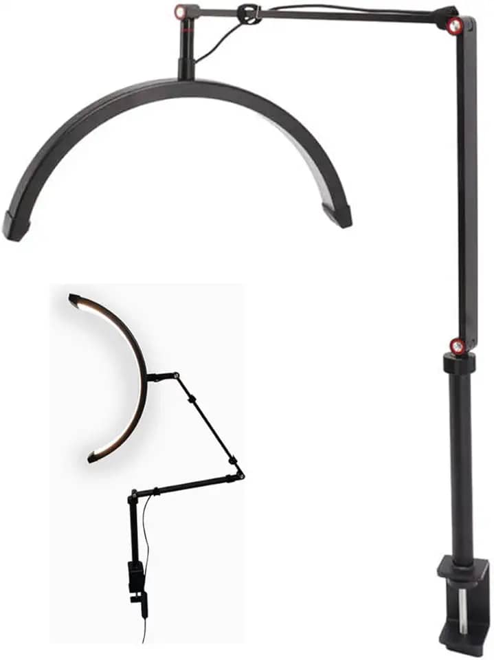 Luminaria Arco Meia Lua 3 Tons Led Estetica Spa Suporte Celular Mesa Salao de Beleza Limpeza de Pele Iluminaçao Ajustavel