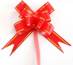 Laço Pronto, Laço Fácil, Laço Mágico Para Presente Com Fio - Tamanho 18 (M) - Kit com 100 Unidades (Vermelho)