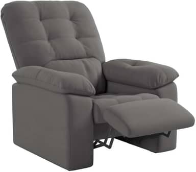 Poltrona Do Papai Reclinável Suede Veludo Estoril Cinza