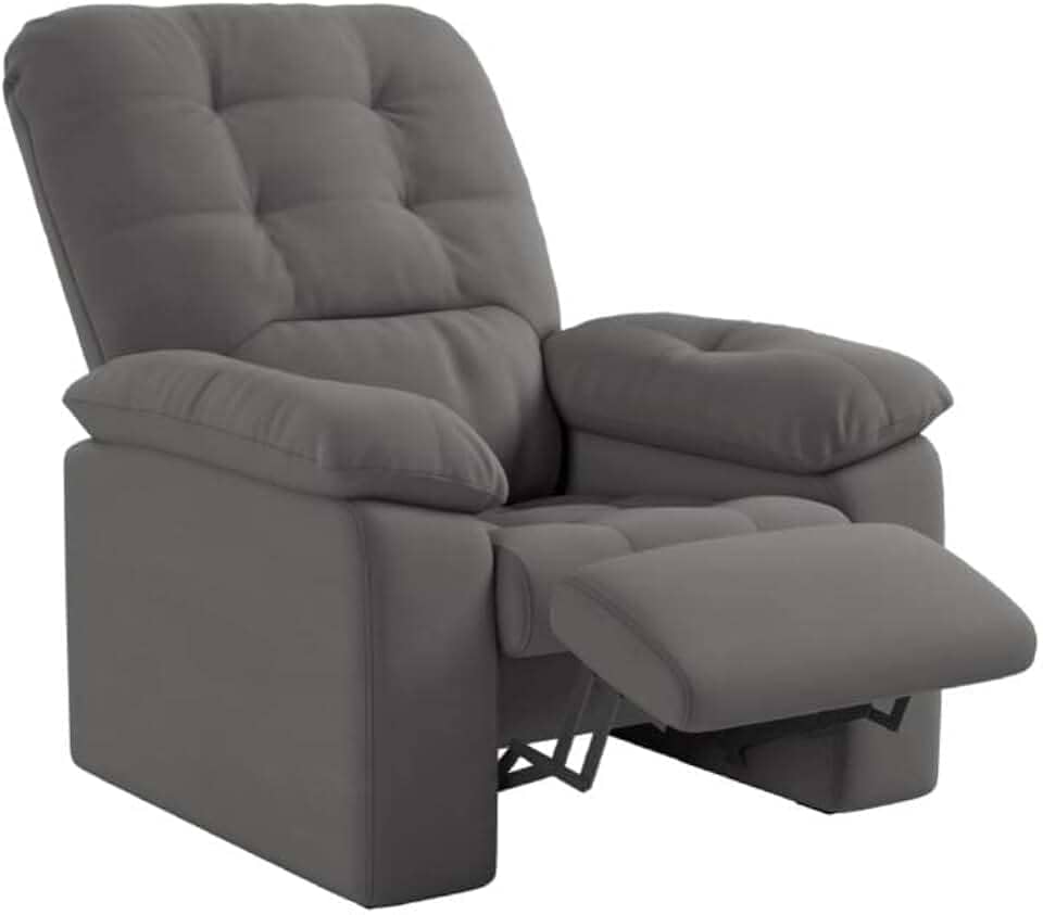 Poltrona Do Papai Reclinável Suede Veludo Estoril Cinza