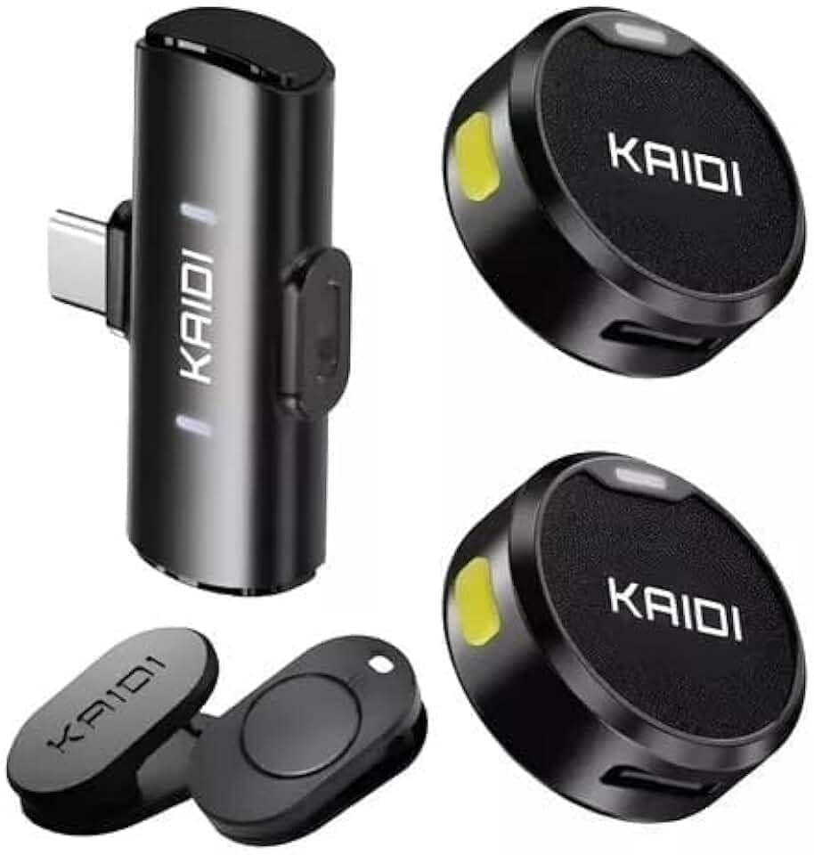 Microfone Sem Fio de Lapela Clip-on Para Celular – Compatível com iPhone 15/16, Android USB-C, Smartphone e Tablet – para Gravação, Vídeo, Podcast, YouTube e Live Streaming - Premium