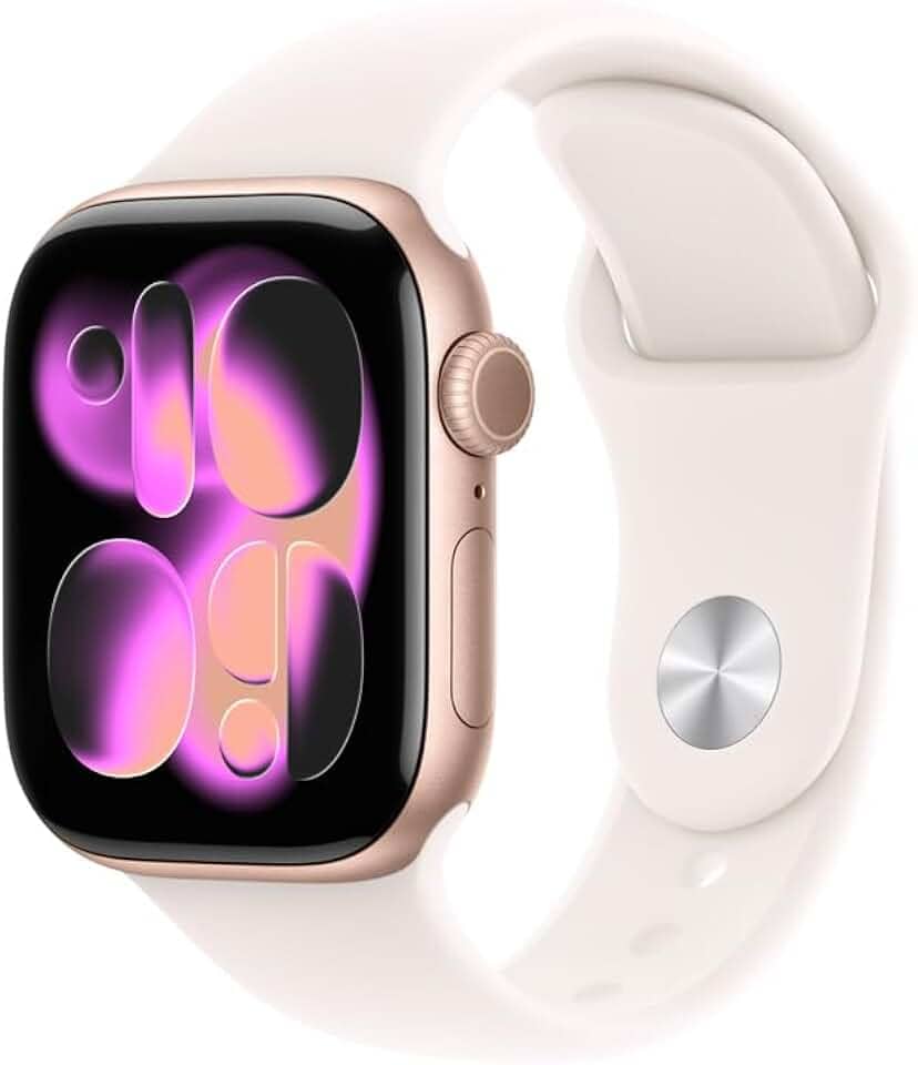 Apple Watch Series 11 GPS, Caixa em alumínio rosa‑dourado de 42 mm com Bracelete desportiva rosa leve - P/M