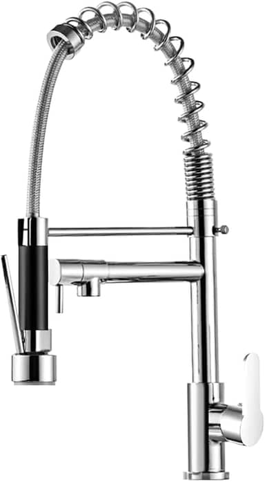 Torneira Gourmet Cozinha Monocomando, Torneira de Cozinha Bancada Com Spray Extensor, Volante Em Alavanca, Fácil Encaixe (prateado)