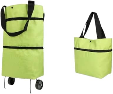 Sacola de Compras Dobrável com Rodas | 2 em 1 Carrinho Portátil para Mercado e Viagens | Nylon e Plástico | Capacidade 10kg, 47x28x18cm