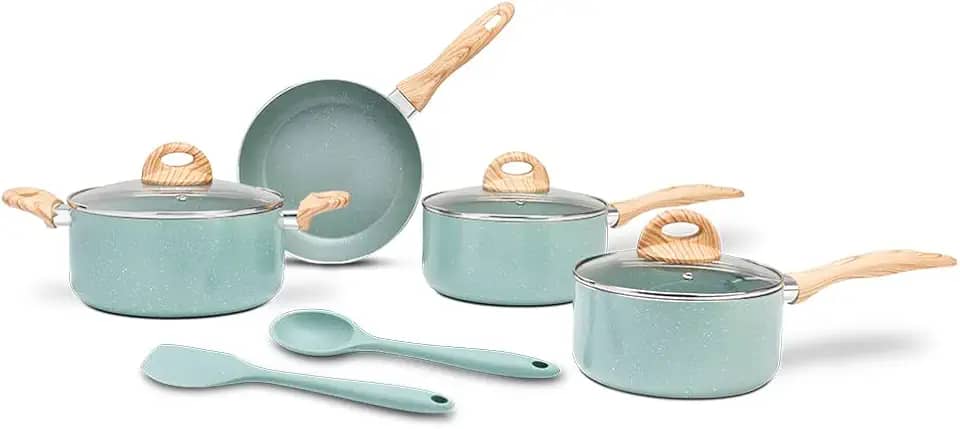 Brinox - Jogo de Panelas 6 Peças com Fundo de Indução Ceramic Life Botanika - Verde